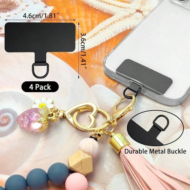 Alt view image 2 of 5 - Bks 4 Pack Universal Phone Lanyard Patch Ultra-Thin Stainless Steel Tether Tab for Secure Attachment and Anti-Theft Protection