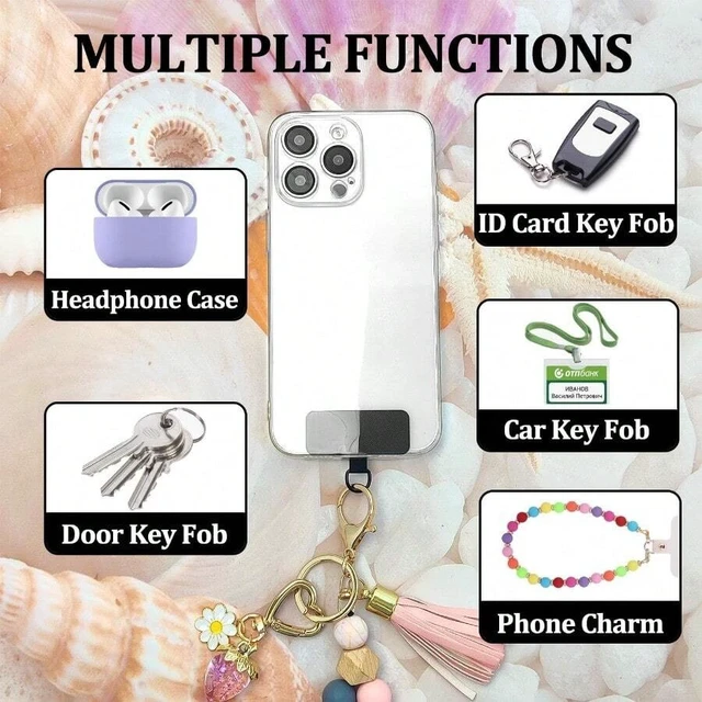 Alt view image 3 of 5 - Bks 4 Pack Universal Phone Lanyard Patch Ultra-Thin Stainless Steel Tether Tab for Secure Attachment and Anti-Theft Protection