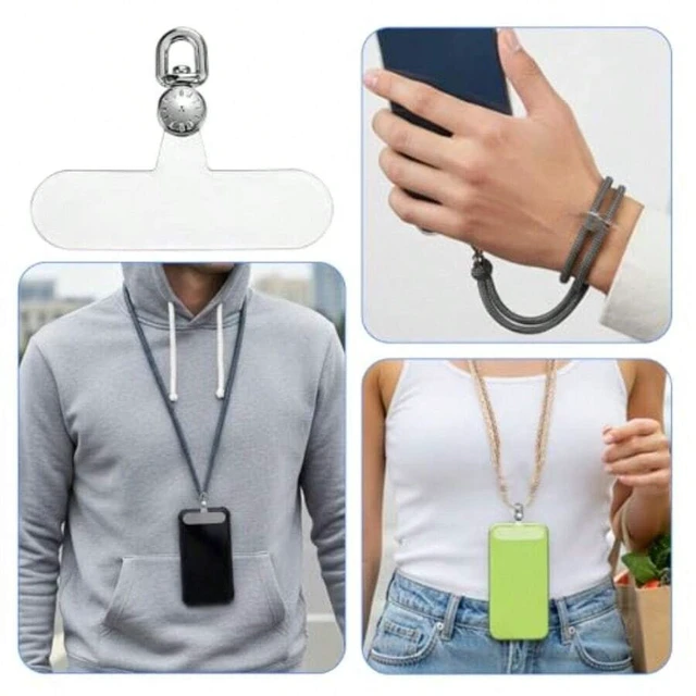 Alt view image 7 of 7 - Bks 2 Pack Alloy Phone Ring Holder Stand with 360 Swivel D-Ring Lanyard Tab for Mobile Devices Transparent Non-Adhesive