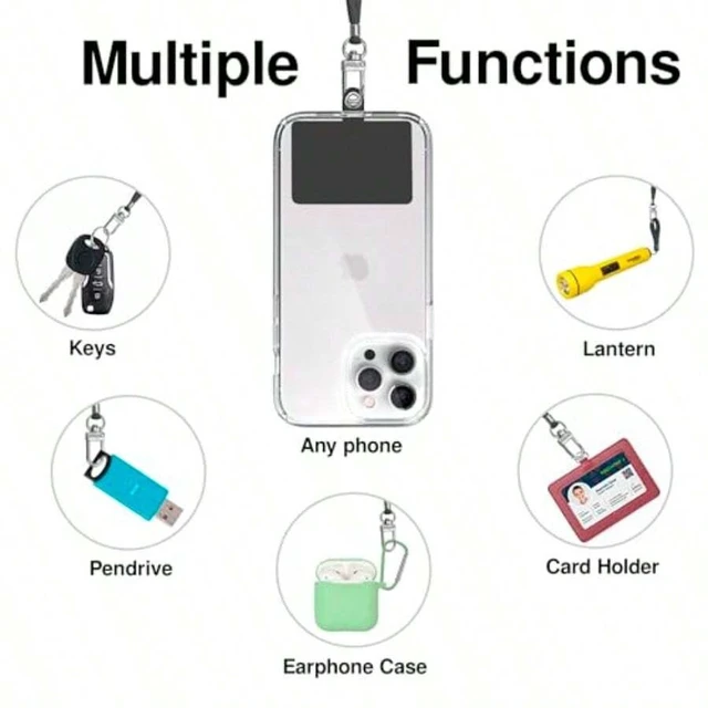 Alt view image 6 of 7 - Bks Universal Cell Phone Lanyard Adjustable Neck Strap Crossbody Holder for All Smartphones Grey