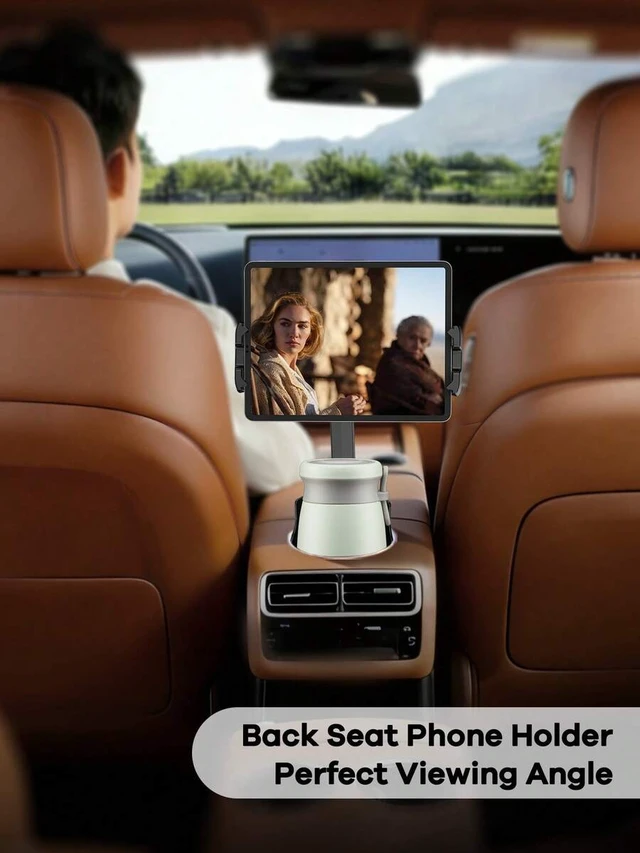 Alt view image 3 of 7 - Bks Cup Holder Phone Mount for Car, Adjustable Height & Angle, 360 Rotation, Fits 4.7-9.4 Inch Devices, Non-Slip Base, Quick Install