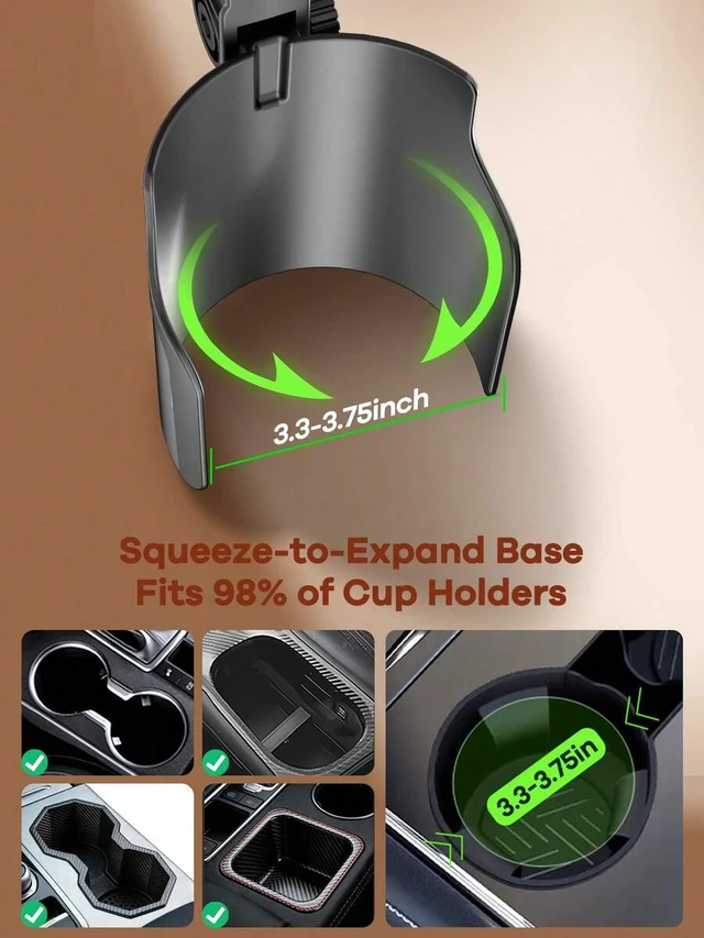 Alt view image 5 of 7 - Bks Cup Holder Phone Mount for Car, Adjustable Height & Angle, 360 Rotation, Fits 4.7-9.4 Inch Devices, Non-Slip Base, Quick Install