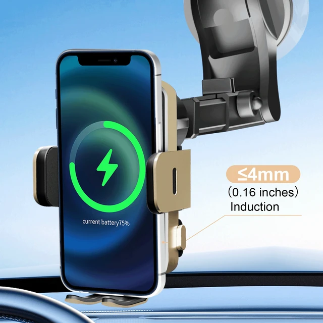 Alt view image 5 of 7 - Bks Wireless Car Charger 15W Fast Charging Auto-Clamping Air Vent Mount for iPhone Samsung Galaxy S24 S23 S22 Phone Holder