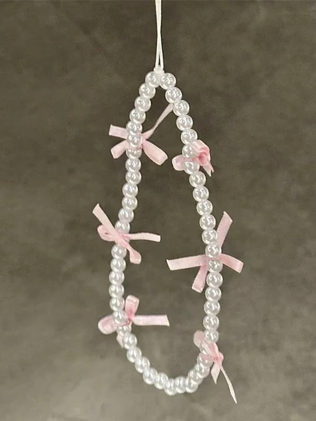 Alt view image 2 of 5 - Bks Pink Ribbon Bow Phone Lanyard Universal Strap Anti-Lost Cord for iPhone Women Girls Gift