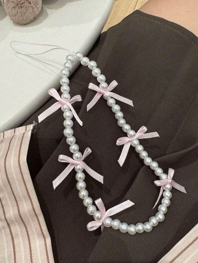 Alt view image 4 of 5 - Bks Pink Ribbon Bow Phone Lanyard Universal Strap Anti-Lost Cord for iPhone Women Girls Gift