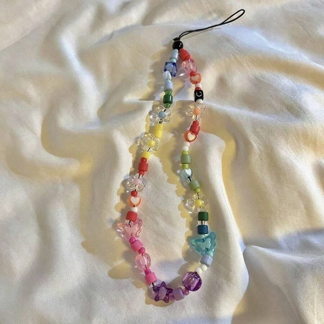 Main image of Bks Retro Beaded Phone Charm, Embroidered Lanyard Unique Ins Style Handmade Cute Design Popular Accessory Essential Daily Use School Travel
