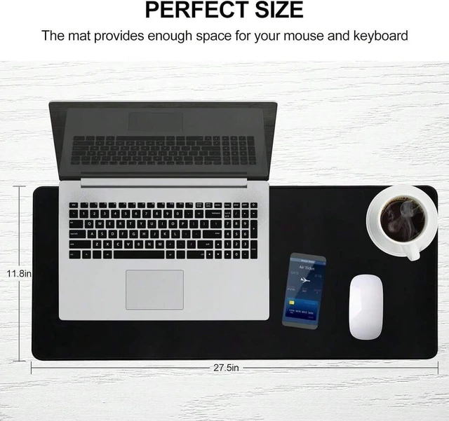 Alt view image 2 of 7 - Bks Large Gaming Mouse Pad With Stitched Edges, 27.5x11.8 Inch Extended Desk Mat Non-Slip Rubber Base For Gamer Desktop Office Home Black