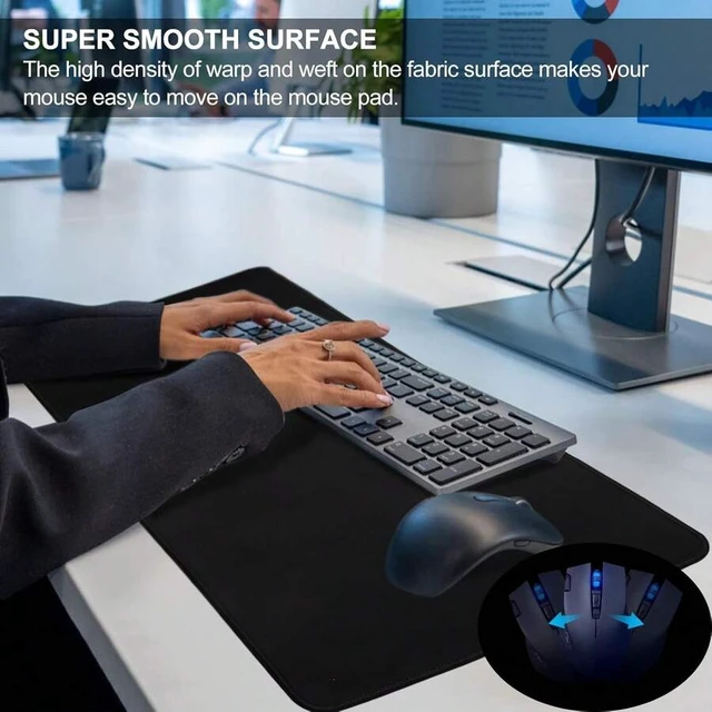 Alt view image 4 of 7 - Bks Large Gaming Mouse Pad With Stitched Edges, 27.5x11.8 Inch Extended Desk Mat Non-Slip Rubber Base For Gamer Desktop Office Home Black
