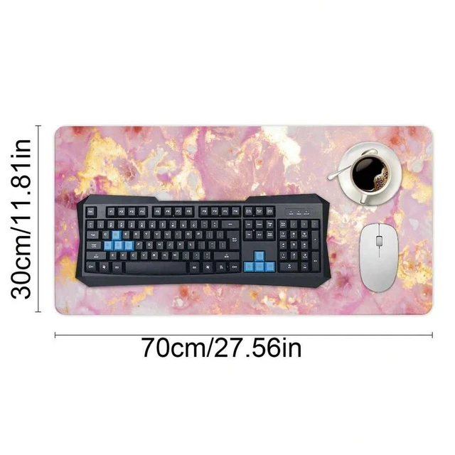 Alt view image 4 of 6 - Bks Pink Gold Marble XL Extended Desk Mat 11.81x27.56in, Gaming Mouse Pad & Laptop Keyboard Mat, Functional Office Desk Accessory