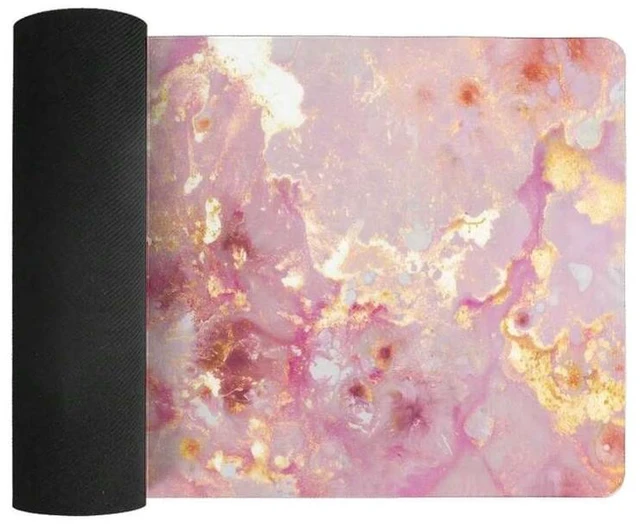 Alt view image 5 of 6 - Bks Pink Gold Marble XL Extended Desk Mat 11.81x27.56in, Gaming Mouse Pad & Laptop Keyboard Mat, Functional Office Desk Accessory