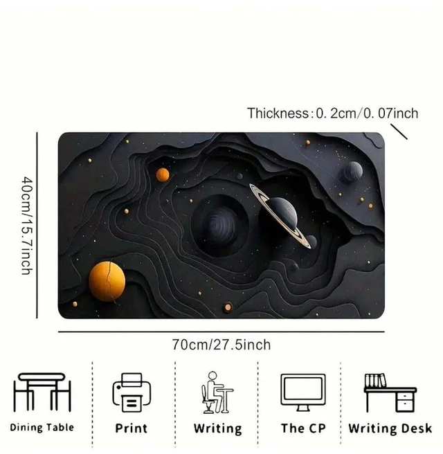 Alt view image 6 of 7 - Bks Large Galaxy Space Planet Gaming Mouse Pad Non-Slip Rubber Base for Office Keyboard E-Sports Desktop Surface