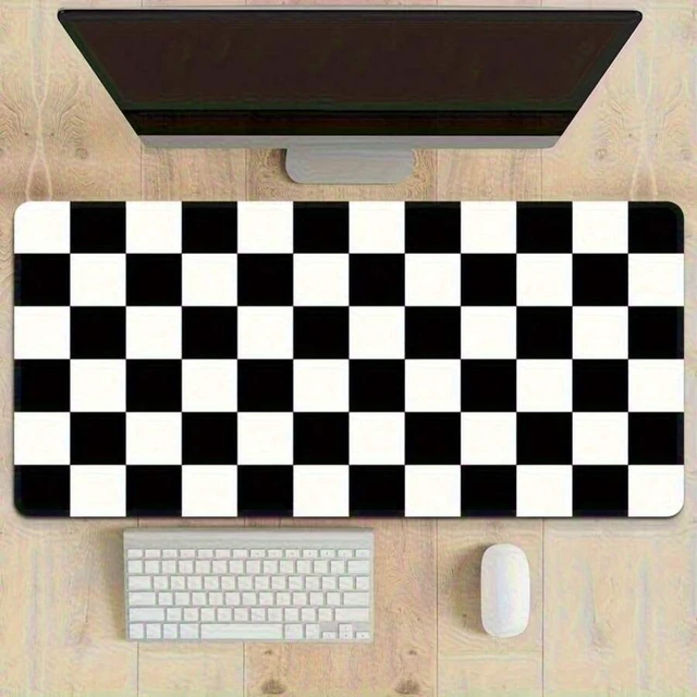 Alt view image 2 of 7 - Bks 60x35cmx3mm Oversized Gaming Mouse Pad Large Black White Checkered Non-Slip Rubber Base Washable Desk Mat For PC Keyboard Mouse
