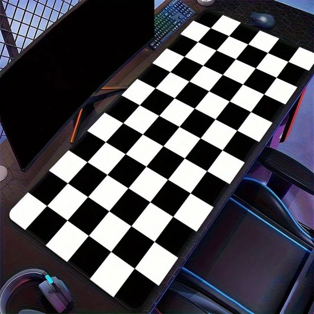 Alt view image 3 of 7 - Bks 60x35cmx3mm Oversized Gaming Mouse Pad Large Black White Checkered Non-Slip Rubber Base Washable Desk Mat For PC Keyboard Mouse