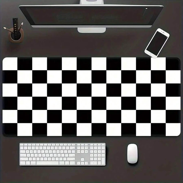 Alt view image 5 of 7 - Bks 60x35cmx3mm Oversized Gaming Mouse Pad Large Black White Checkered Non-Slip Rubber Base Washable Desk Mat For PC Keyboard Mouse