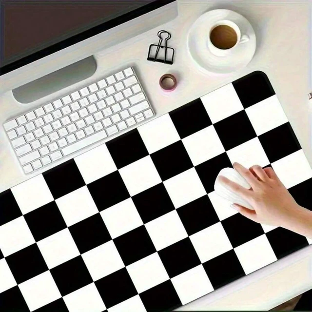 Alt view image 6 of 7 - Bks 60x35cmx3mm Oversized Gaming Mouse Pad Large Black White Checkered Non-Slip Rubber Base Washable Desk Mat For PC Keyboard Mouse
