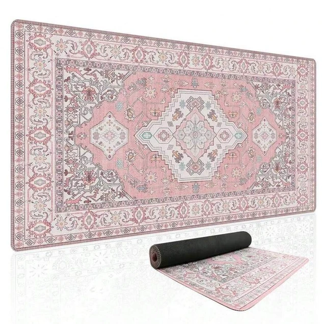 Main image of Bks Pink XXL Extended Large Mouse Pad, Gaming Keyboard Desk Mat with Stitched Edge Non-Slip Rubber Base for Home Office Study