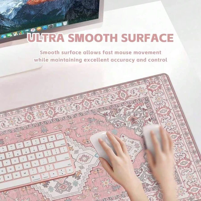 Alt view image 5 of 6 - Bks Pink XXL Extended Large Mouse Pad, Gaming Keyboard Desk Mat with Stitched Edge Non-Slip Rubber Base for Home Office Study