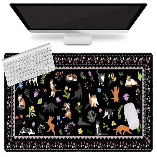 Alt view image 2 of 6 - Bks XXL Large Cat Desk Mat Non-Slip Waterproof Keyboard Mouse Pad for Laptop Computer Gaming Home Office Black