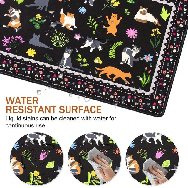 Alt view image 3 of 6 - Bks XXL Large Cat Desk Mat Non-Slip Waterproof Keyboard Mouse Pad for Laptop Computer Gaming Home Office Black