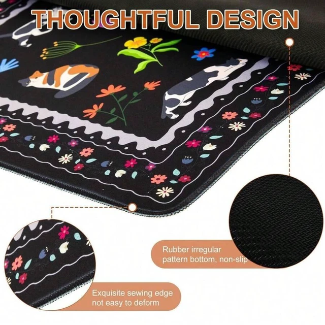 Alt view image 4 of 6 - Bks XXL Large Cat Desk Mat Non-Slip Waterproof Keyboard Mouse Pad for Laptop Computer Gaming Home Office Black