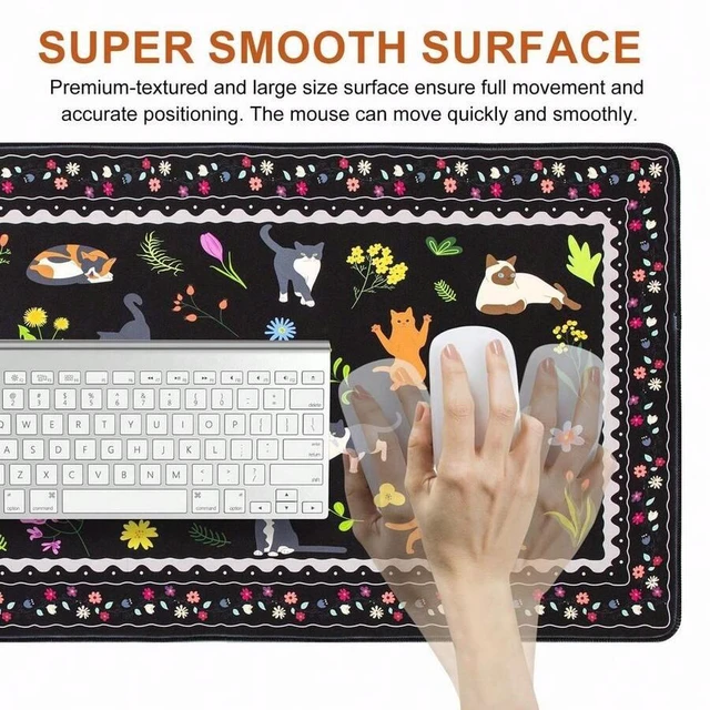 Alt view image 5 of 6 - Bks XXL Large Cat Desk Mat Non-Slip Waterproof Keyboard Mouse Pad for Laptop Computer Gaming Home Office Black