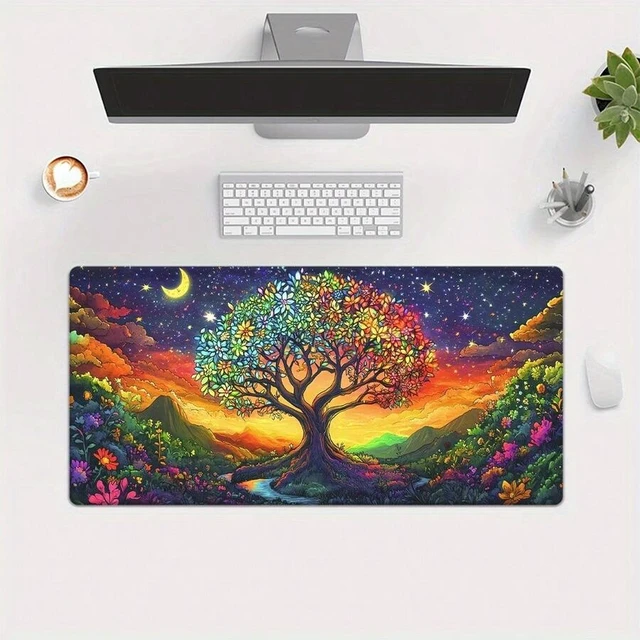 Alt view image 5 of 7 - Bks Large Mouse Pad with Colorful Tree Pattern, High-Definition Printed Surface, Rubber Base for Gaming and Office Use