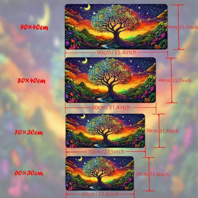 Alt view image 6 of 7 - Bks Large Mouse Pad with Colorful Tree Pattern, High-Definition Printed Surface, Rubber Base for Gaming and Office Use