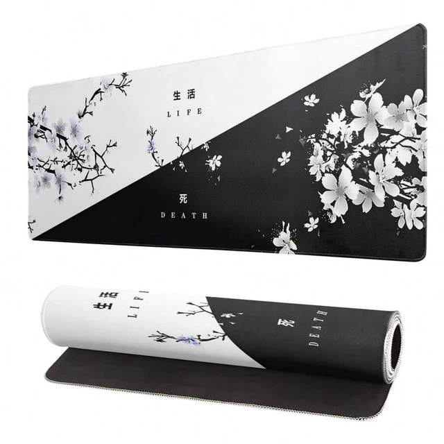 Main image of Bks Japanese Cherry Blossom Gaming Mouse Pad Sakura Flower Design Non-Slip Rubber Base Stitched Edges Large Desk Mat for Office Home