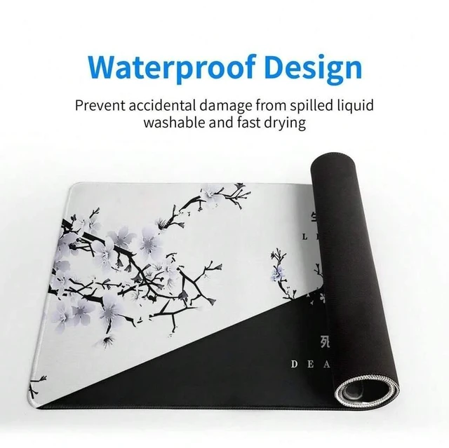 Alt view image 3 of 7 - Bks Japanese Cherry Blossom Gaming Mouse Pad Sakura Flower Design Non-Slip Rubber Base Stitched Edges Large Desk Mat for Office Home