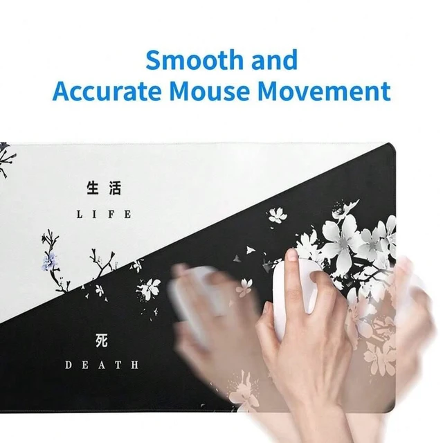 Alt view image 6 of 7 - Bks Japanese Cherry Blossom Gaming Mouse Pad Sakura Flower Design Non-Slip Rubber Base Stitched Edges Large Desk Mat for Office Home