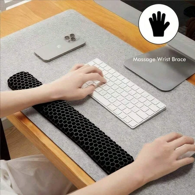 Main image of Bks Mouse Pad And Keyboard Wrist Rest With Honeycomb Design Gel Cushion Pain Relief Carpal Tunnel Home Office Laptop PC