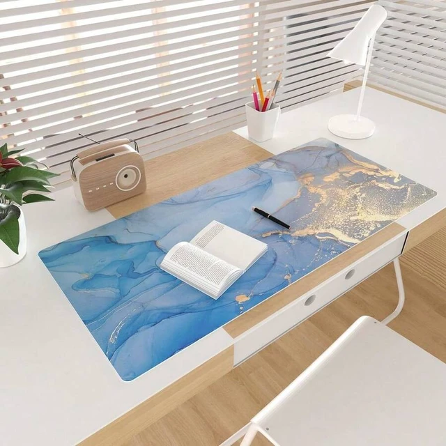 Alt view image 3 of 6 - Bks Large Blue Marble Waterproof Desk Pad, Leather Keyboard Mat Non-Slip Gaming Mouse Pad For Office Writing Blotter