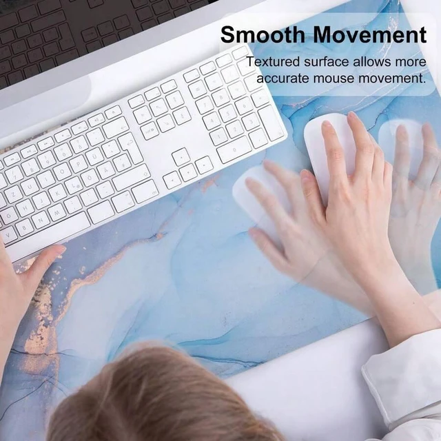 Alt view image 4 of 6 - Bks Large Blue Marble Waterproof Desk Pad, Leather Keyboard Mat Non-Slip Gaming Mouse Pad For Office Writing Blotter