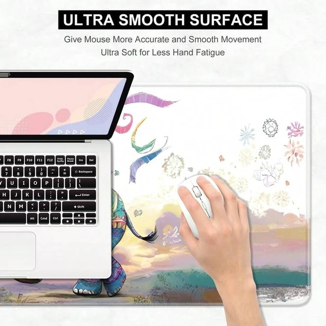 Alt view image 3 of 6 - Bks Extended Large Desk Pad, Colorful Elephant Design Gaming Mouse Mat for Laptop and Keyboard Office Supplies
