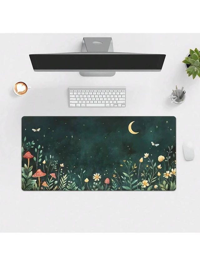 Alt view image 2 of 7 - Bks Bohemian Flower Mouse Pad Green Rubber Desk Mat Non-Slip Gaming Office Accessory for PC Laptop Keyboard Desktop