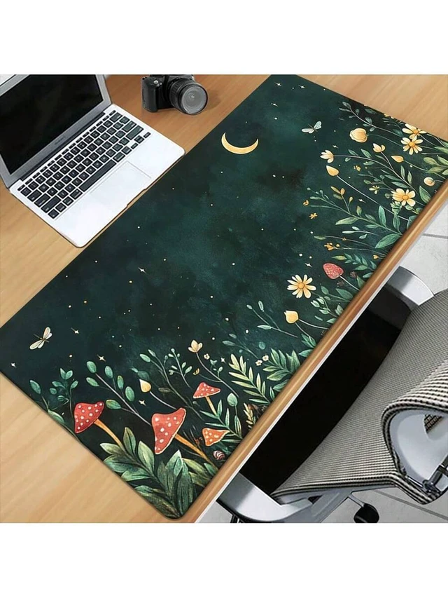 Alt view image 3 of 7 - Bks Bohemian Flower Mouse Pad Green Rubber Desk Mat Non-Slip Gaming Office Accessory for PC Laptop Keyboard Desktop