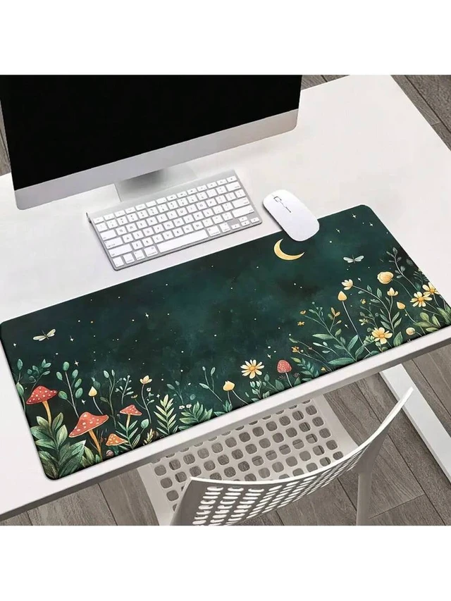 Alt view image 4 of 7 - Bks Bohemian Flower Mouse Pad Green Rubber Desk Mat Non-Slip Gaming Office Accessory for PC Laptop Keyboard Desktop