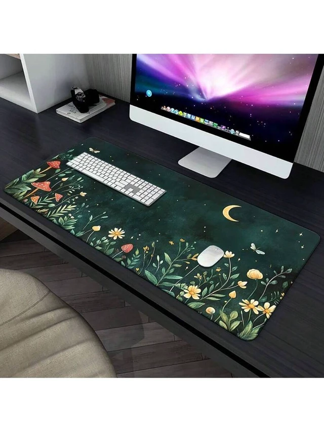 Alt view image 5 of 7 - Bks Bohemian Flower Mouse Pad Green Rubber Desk Mat Non-Slip Gaming Office Accessory for PC Laptop Keyboard Desktop