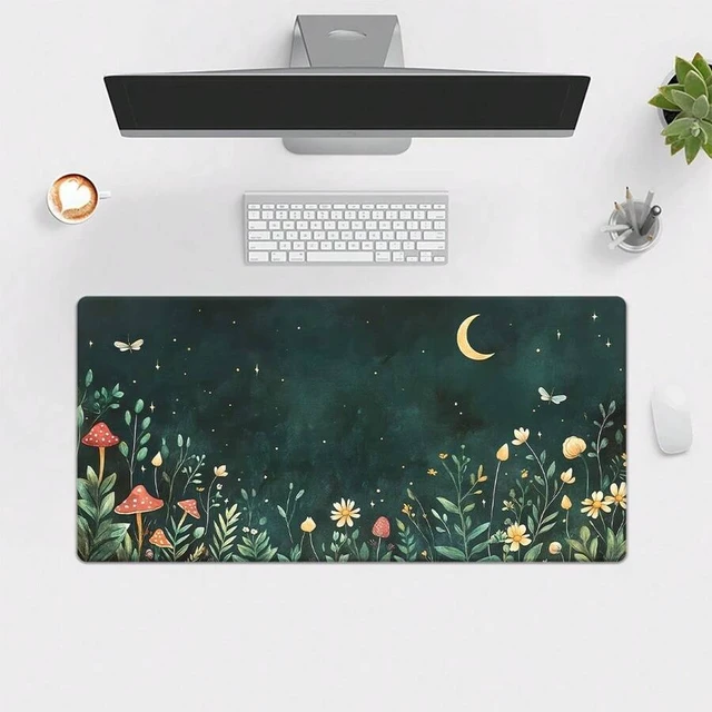 Alt view image 7 of 7 - Bks Bohemian Flower Mouse Pad Green Rubber Desk Mat Non-Slip Gaming Office Accessory for PC Laptop Keyboard Desktop