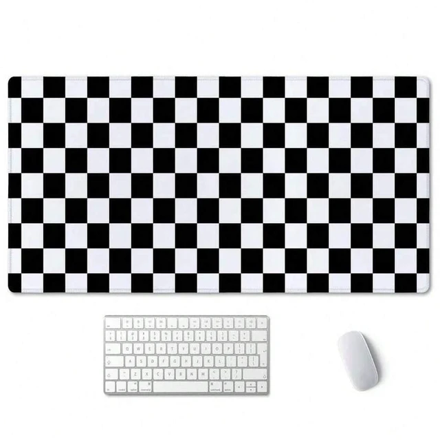 Main image of Bks Extended Gaming Mouse Pad Large Rubber Base Desk Mat With Stitched Edges For Keyboard And Mouse Work Office Black White Checkerboard