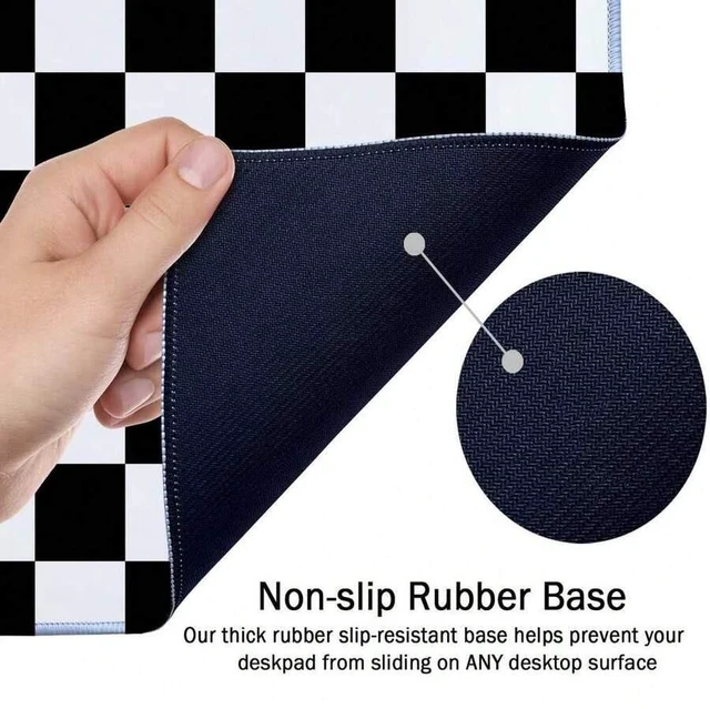 Alt view image 5 of 5 - Bks Extended Gaming Mouse Pad Large Rubber Base Desk Mat With Stitched Edges For Keyboard And Mouse Work Office Black White Checkerboard