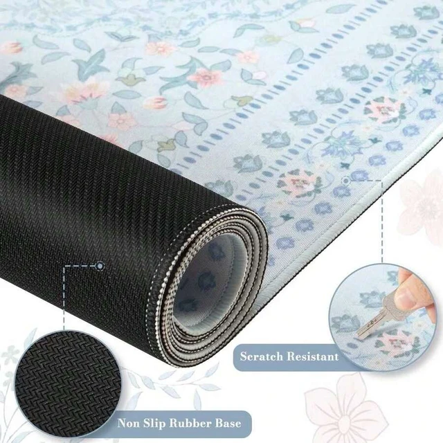 Alt view image 3 of 6 - Bks Floral Desk Mat For Keyboard And Mouse, Large Laptop Mouse Pad, Waterproof Makeup Mat, Cute Desktop Mat For Home, Desk Skirts For Teacher Desk, Desk Mat For Dorm(Blue)