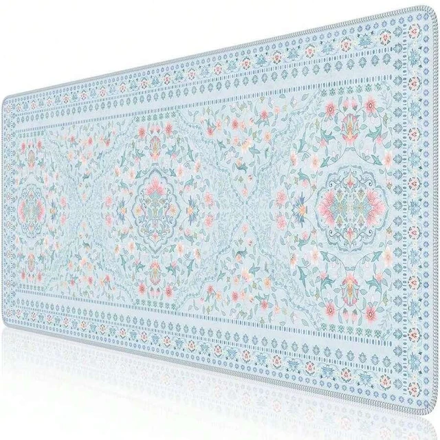 Main image of Bks Floral Desk Mat For Keyboard And Mouse, Large Laptop Mouse Pad, Waterproof Makeup Mat, Cute Desktop Mat For Home, Desk Skirts For Teacher Desk, Desk Mat For Dorm(Blue)