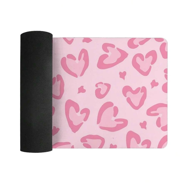 Alt view image 5 of 6 - Bks Pink Heart Shaped Leopard Print Large Desk Mat 31.5x15.75 In, Gaming Mouse Pad & Laptop Keyboard Mat, Non-Slip & Multi-Functional
