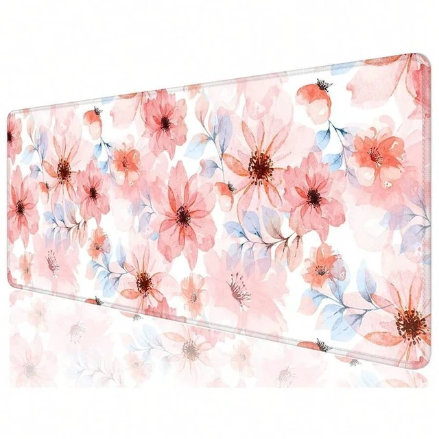 Main image of Bks Desk Mat Extended Large Gaming Mouse Pad XL Desktop Decor Pink Flower For Laptop Keyboard Office Supplies
