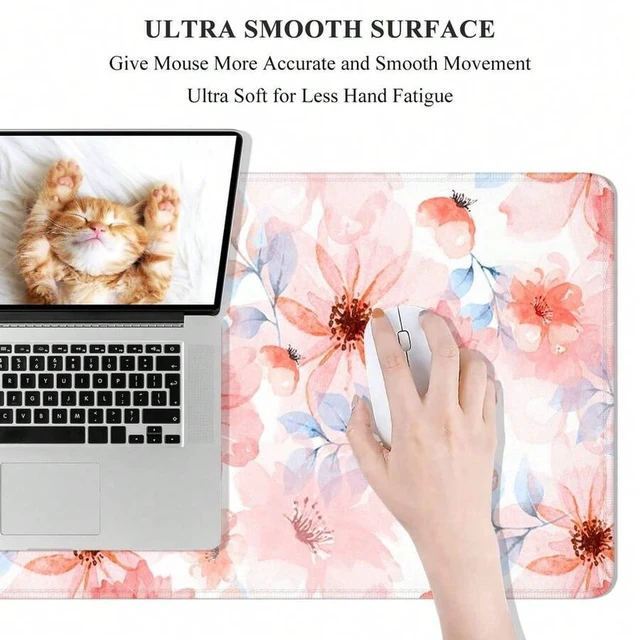 Alt view image 3 of 6 - Bks Desk Mat Extended Large Gaming Mouse Pad XL Desktop Decor Pink Flower For Laptop Keyboard Office Supplies