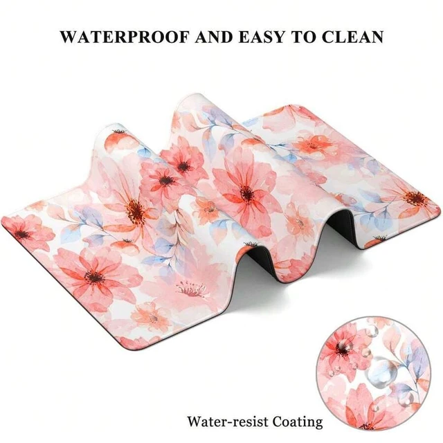 Alt view image 5 of 6 - Bks Desk Mat Extended Large Gaming Mouse Pad XL Desktop Decor Pink Flower For Laptop Keyboard Office Supplies