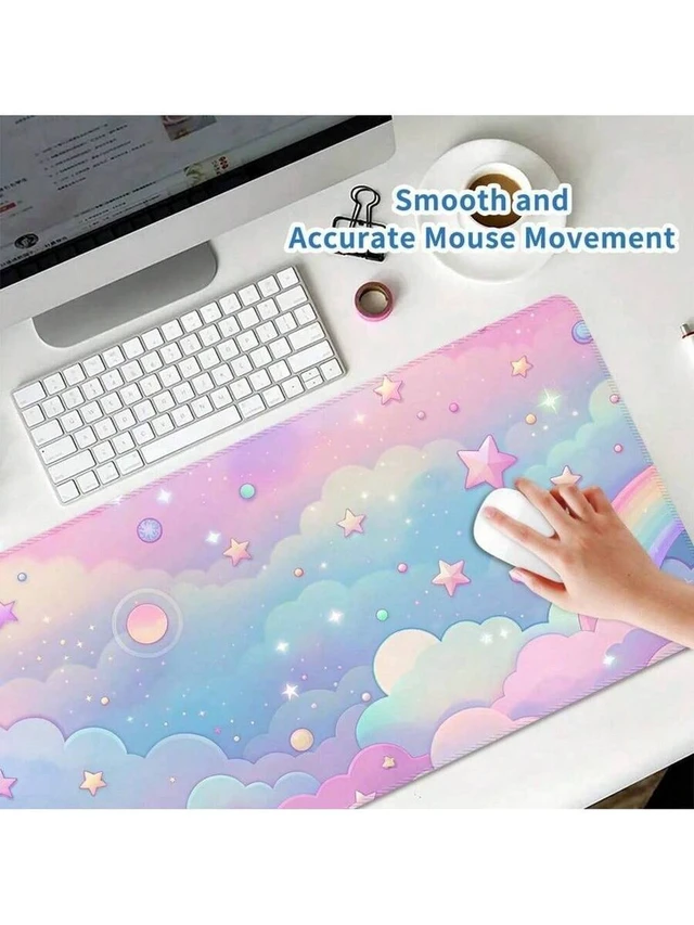 Alt view image 4 of 5 - Bks Large Gaming Mouse Pad, 80x30cm Desk Mat, Anti-Slip Rubber Base, Thickened Surface, Precise Control for Keyboard and Mouse