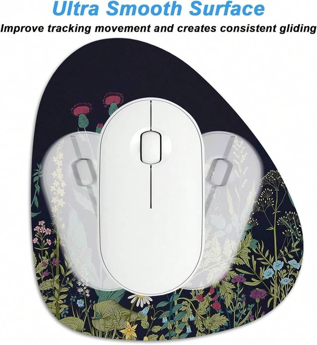 Alt view image 5 of 7 - Bks Mini Mouse Pad 6 X 7 Inch, Irregular Shape With Non-Slip Rubber Base, Waterproof Compact Mat For Laptop Wireless Mouse Keyboard Home Office Travel