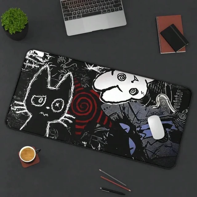 Alt view image 5 of 7 - Bks XL Dark Punk Anime Mousepad Neon Grunge Desk Pad Soft Fabric Anti-Slip Rubber Base for PC Gaming Setup